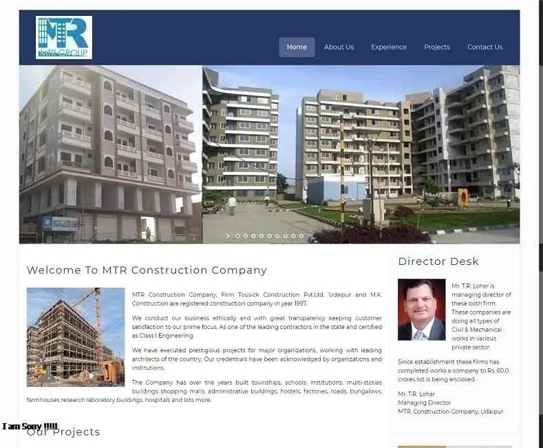 Construction company website built in PHP