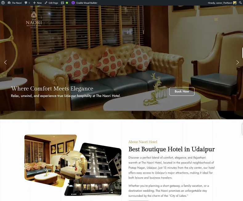 The Naori Hotel website, designed by Vikram Chouhan